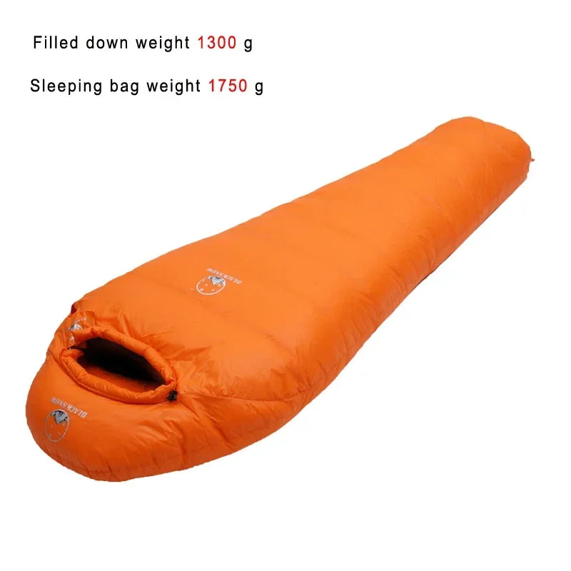 White Goose Down Adult Mummy Style Sleeping Bag. Winter, 4 Thicknesses.