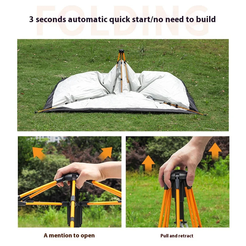 Automatic Quick-Opening Tent. Rainproof, Sunshine-Proof, Two doors.