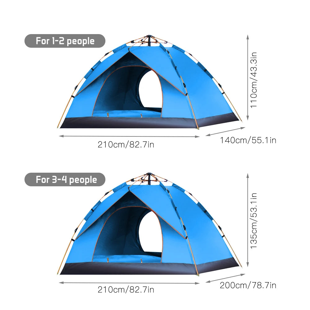 Pop Up Tent, Water-resistant. 1-2 / 3-4 People Family Tent