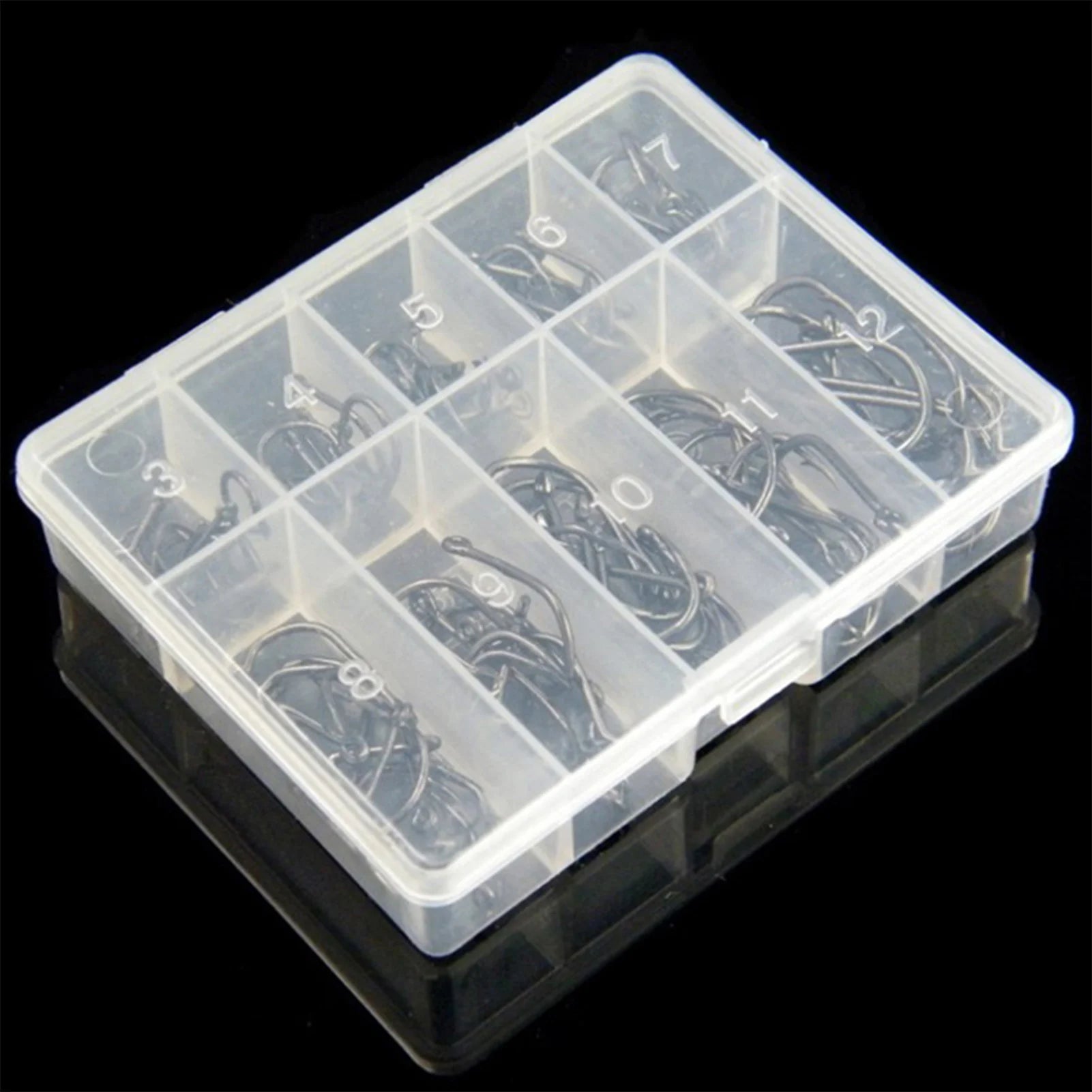 10 styles, 100PCS Fishing Hook Kits. Fresh Or Salt Water. Sharp And Durable.