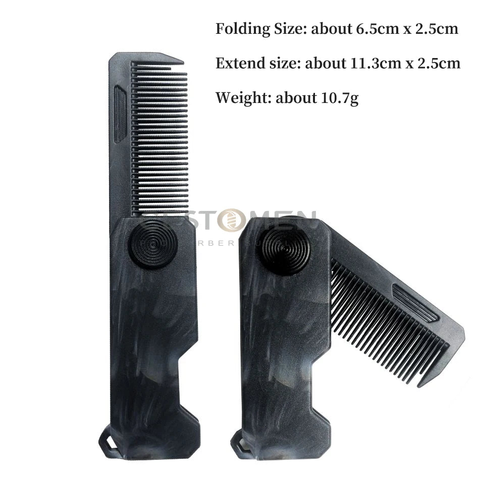 New 2 In 1 Folding Combs. Plastic Wide Tooth, Oil Head Comb. Beard, Hair Styling Tools.