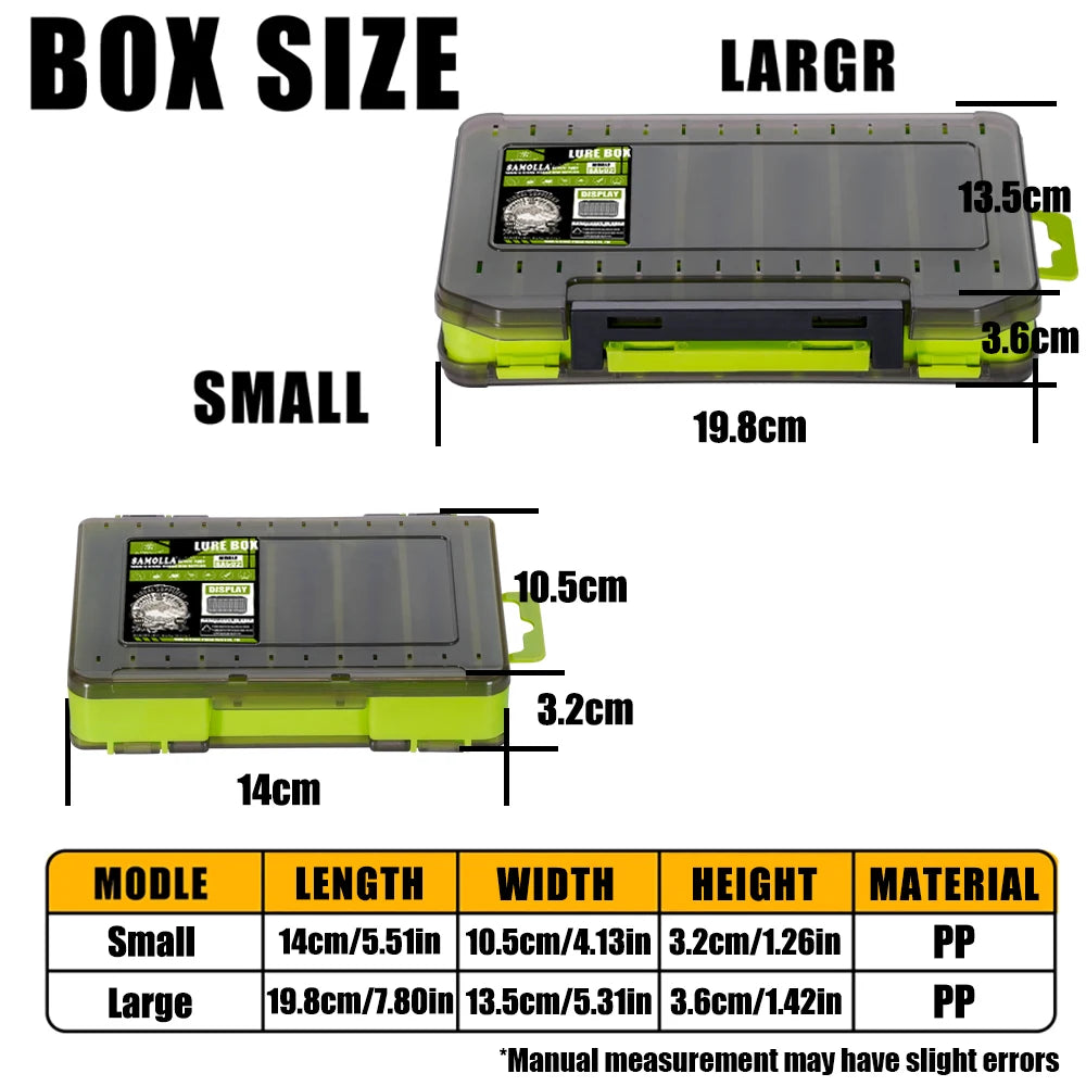 Fishing Tackle Box. 14 Compartments. Lure Storage Case, Double Sided Fishing Tool Organizer Boxes.