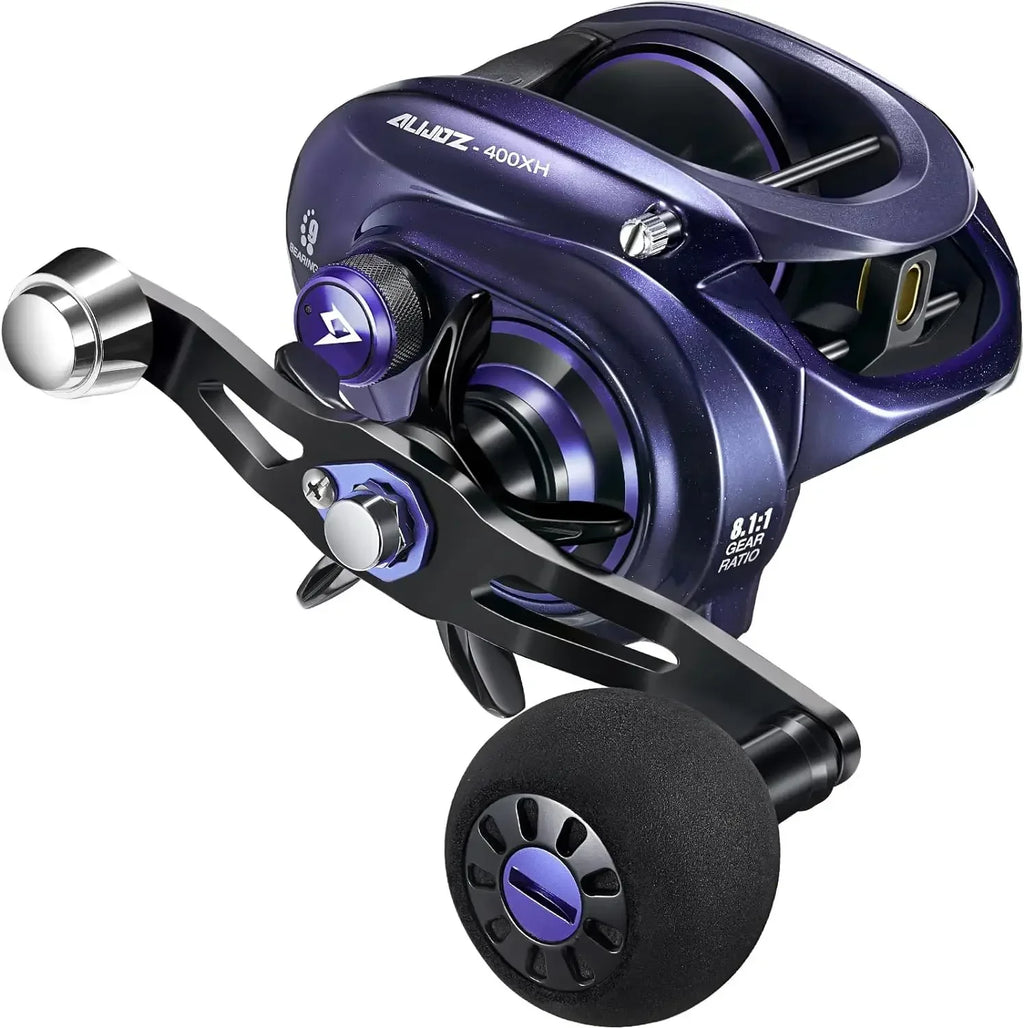 Alijoz 400 Baitcaster Fishing Reel, 38Lbs Max Drag, Aluminum Alloy Frame.