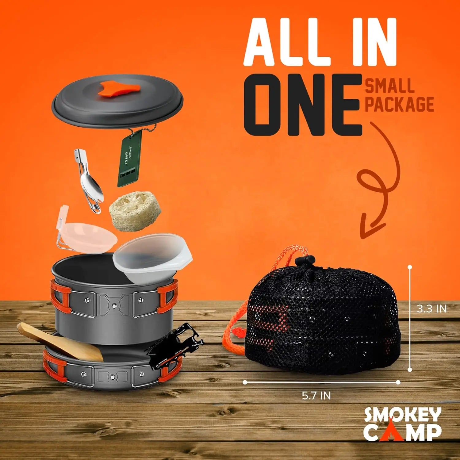Camping Cookware Set with Stove - All in One, Non-Stick .