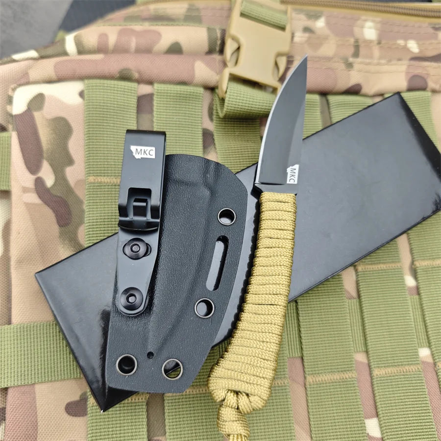 Fixed Blade Knife, Nylon Rope Handle, Nylon Sheath, Hunting, Fishing .