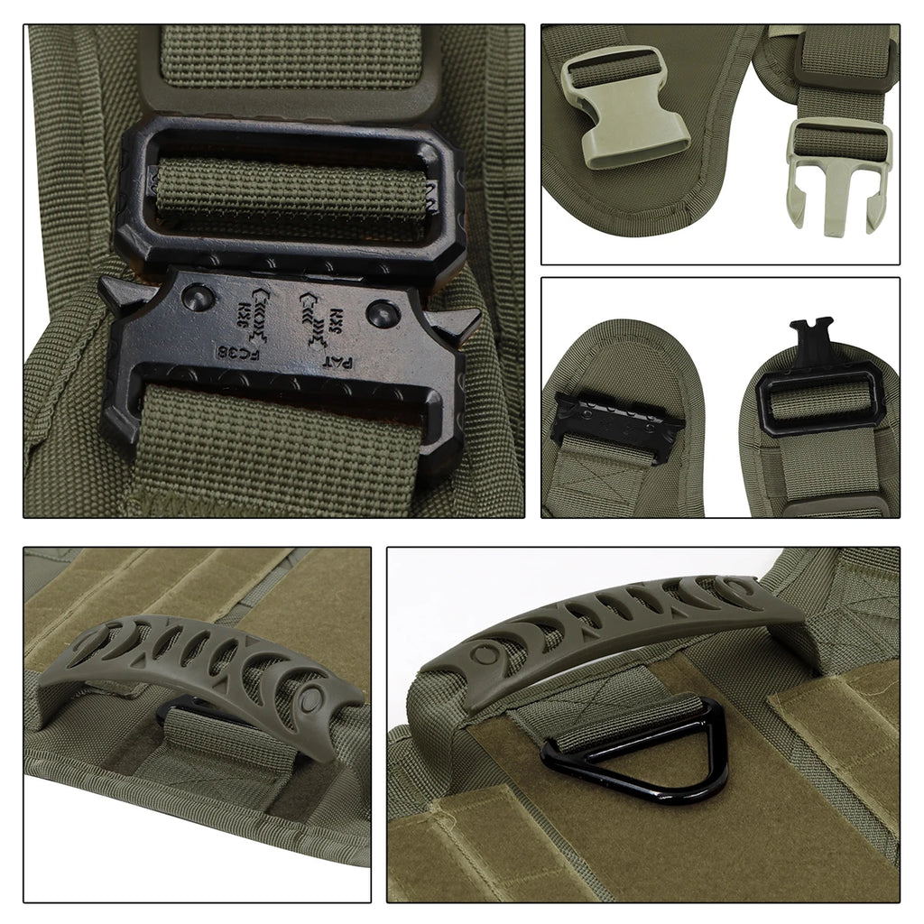 Tactical Dog Harness, Leash And Collar. Molle Pouches for Medium - Large Dogs. Adjustable Service Dog Harness.