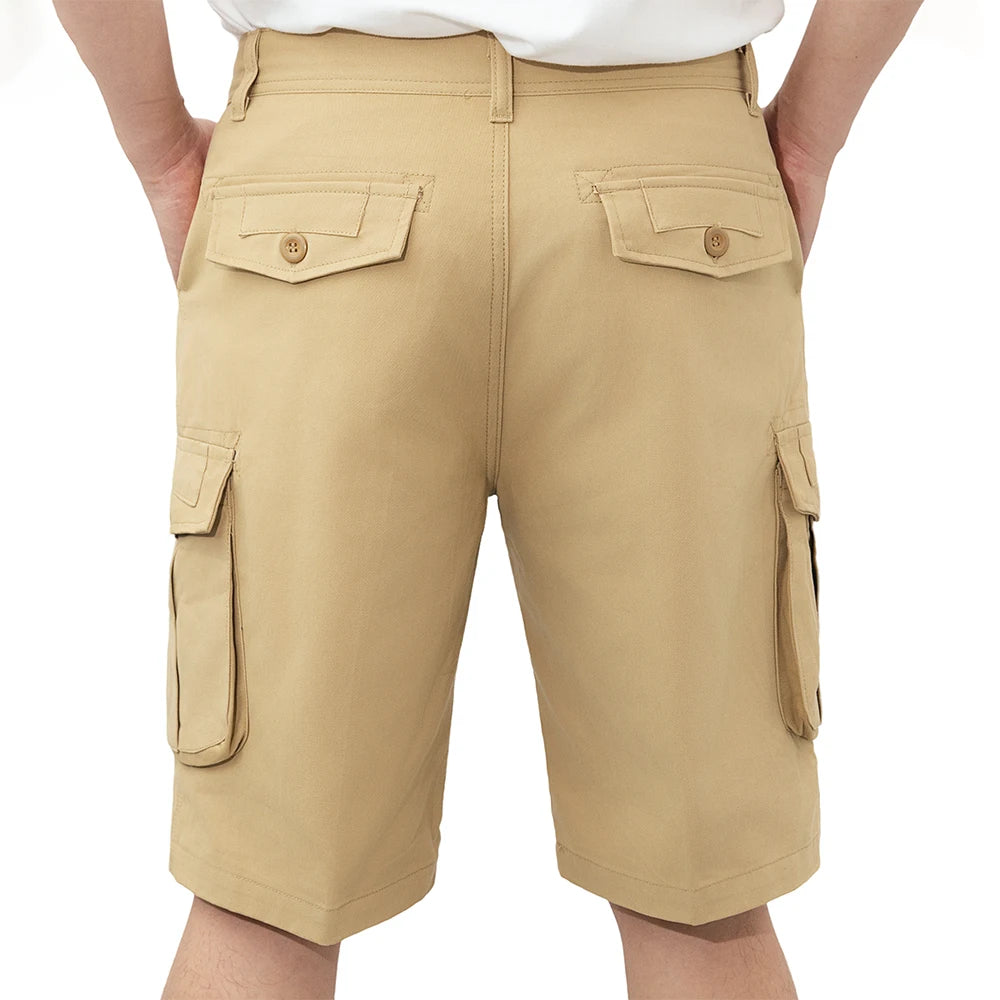 Mens Cargo Shorts. Casual Work Wear, 100% Cotton. High-Quality Outdoor Hiking Shorts, 6 Pockets.