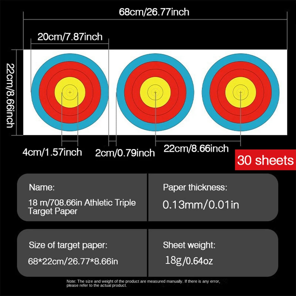 30 Bow And Arrow Paper Targets. Full ring- Half Ring Targets.