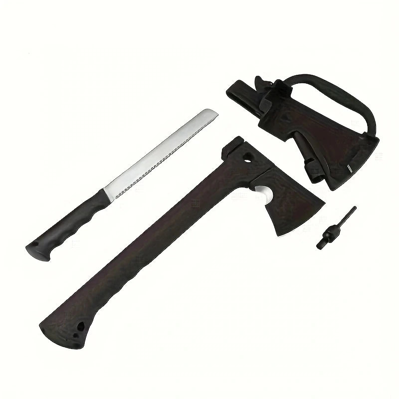 Camping Axes W/ Nested, Serrated, Wood Saw Knife & Magnesium Fire Starter.