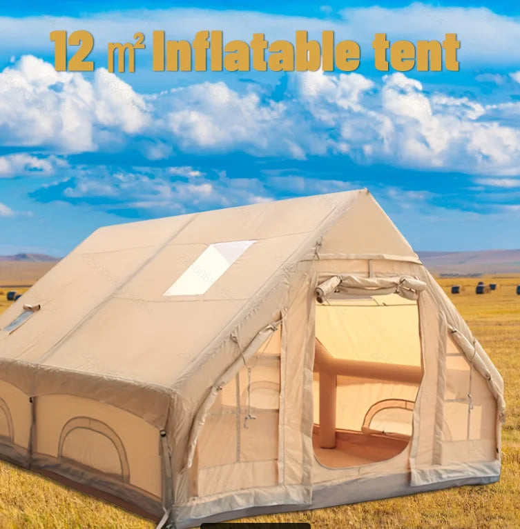Large Inflatable Camping Tent With Skylight, Quick Air-Flow & Breathable Mesh Design, Summer Or Winter Glamping.