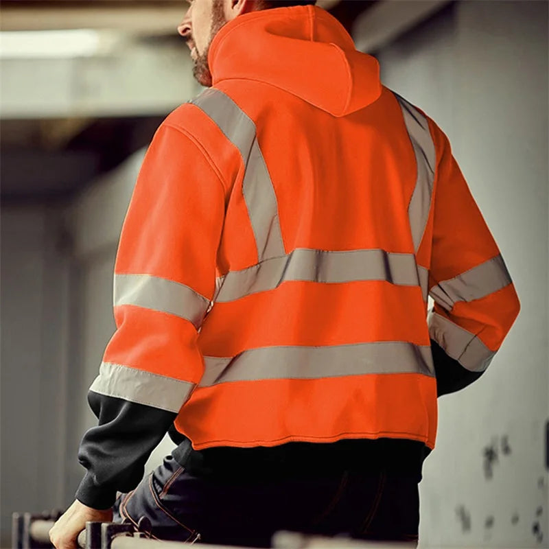 Winter Reflective Hoodie. Geometric Pattern High Visibility .