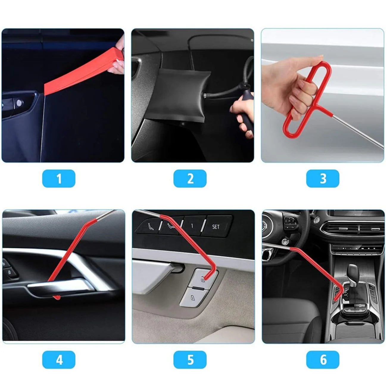 Car Window, Door Emergency Open kit. Key Lost, Lock Out, Unlock Auto Kit. Air Wedge Included.