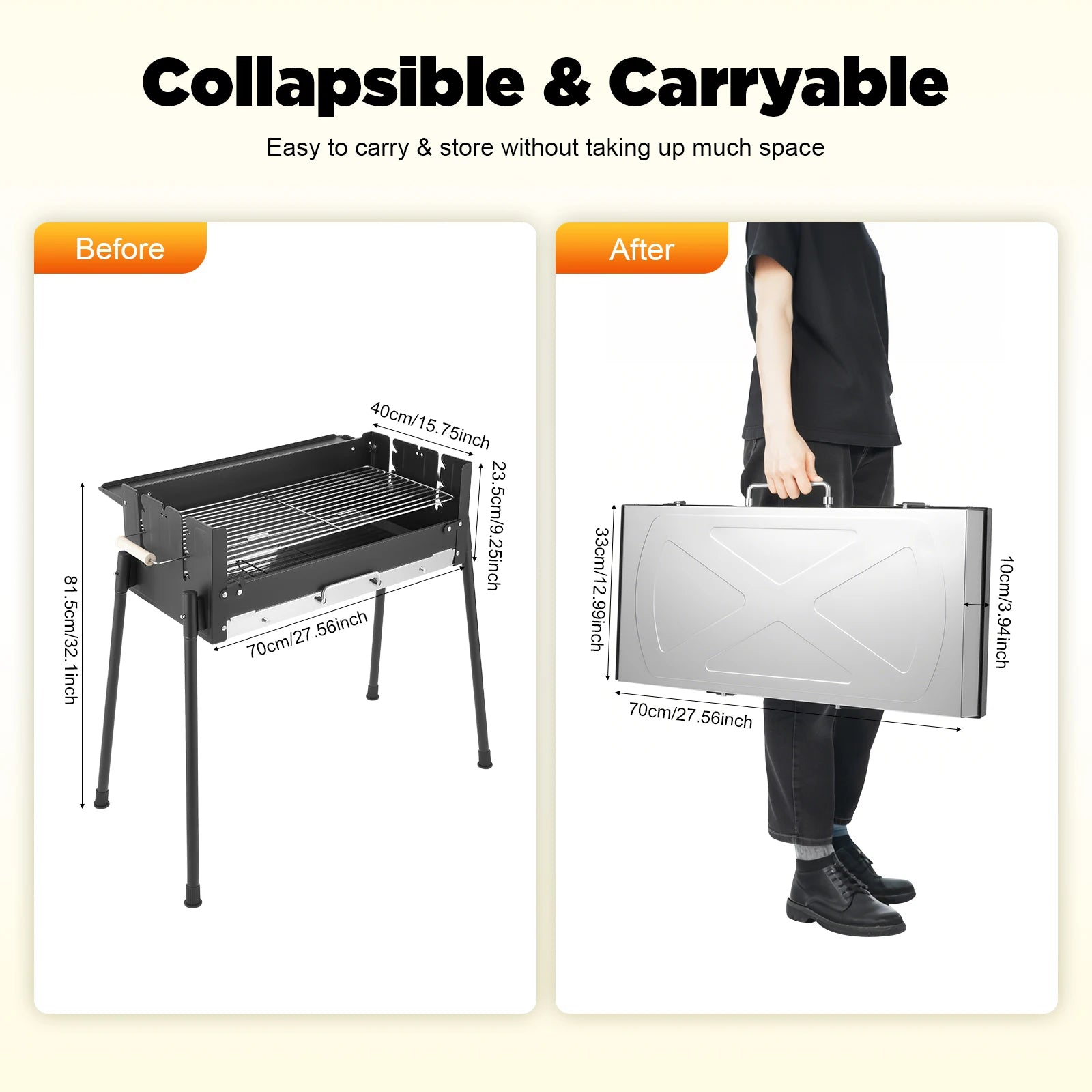 Stainless Steel foldable, Portable BBQ For Outdoor Cooking .