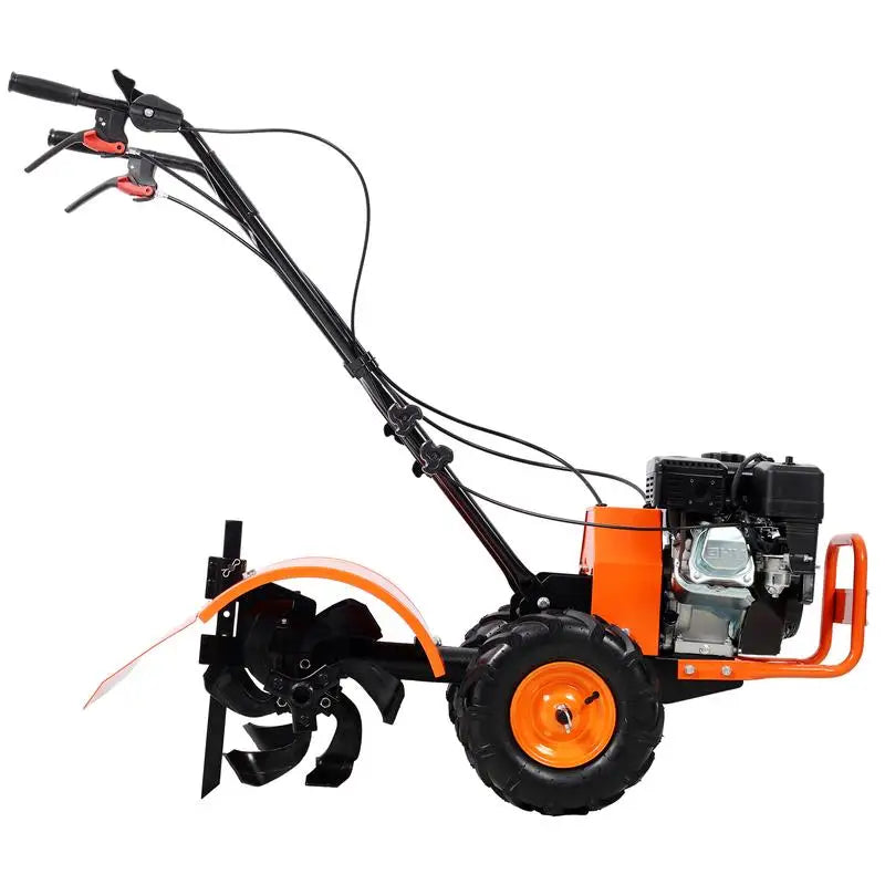 Heavy-Duty Rear Tine Tiller, 7HP Gas Engine, 212CC, 20" Wide, 8" Deep.
