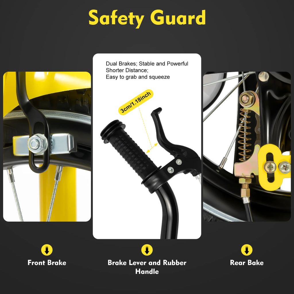 14 Inch Kids Bike - Adjustable Sea - Dual Brakes - w/Training Wheels.