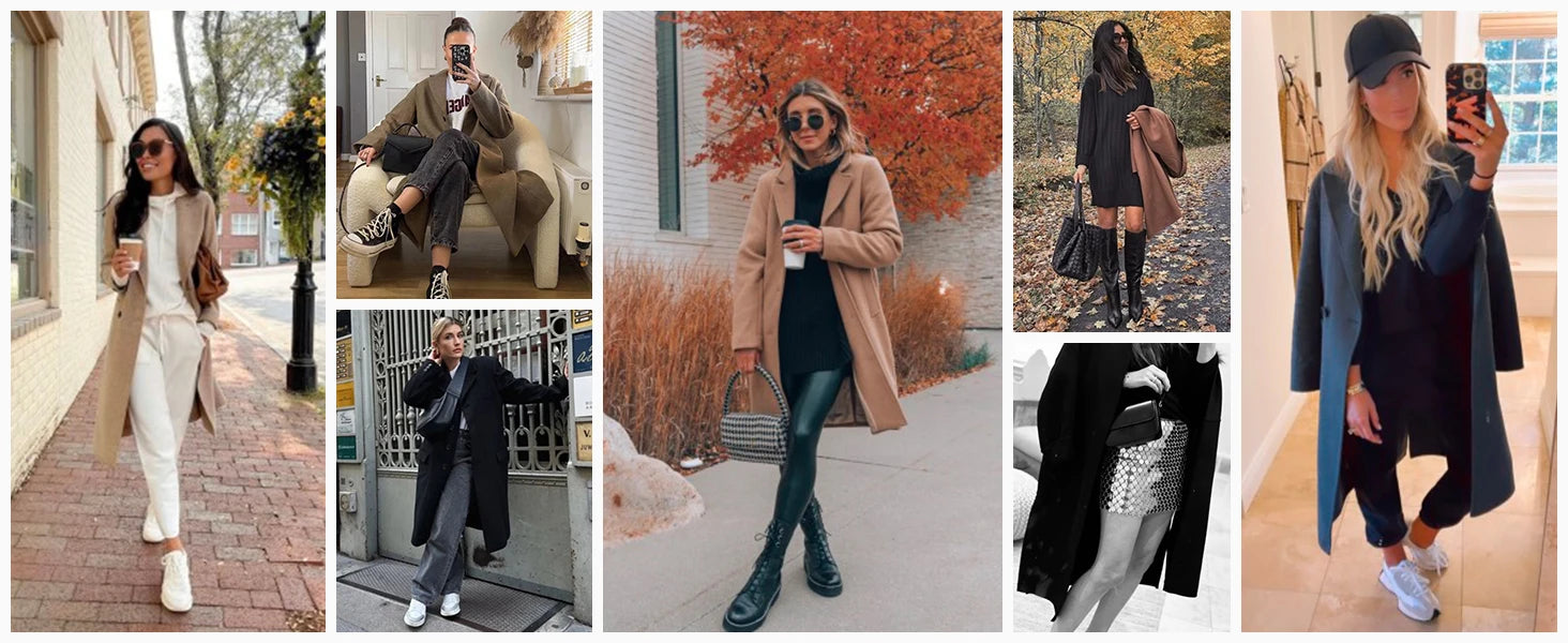 Women's Winter Wool Coat. Notch Lapel, Single-Breasted .
