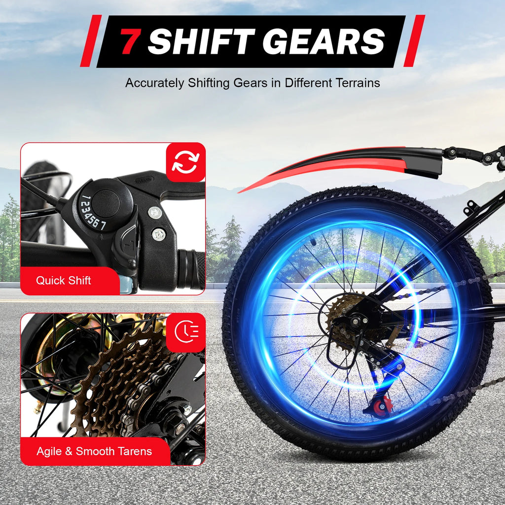 20In - 7 Speeds - Mountain Bike - Adjustable Height.