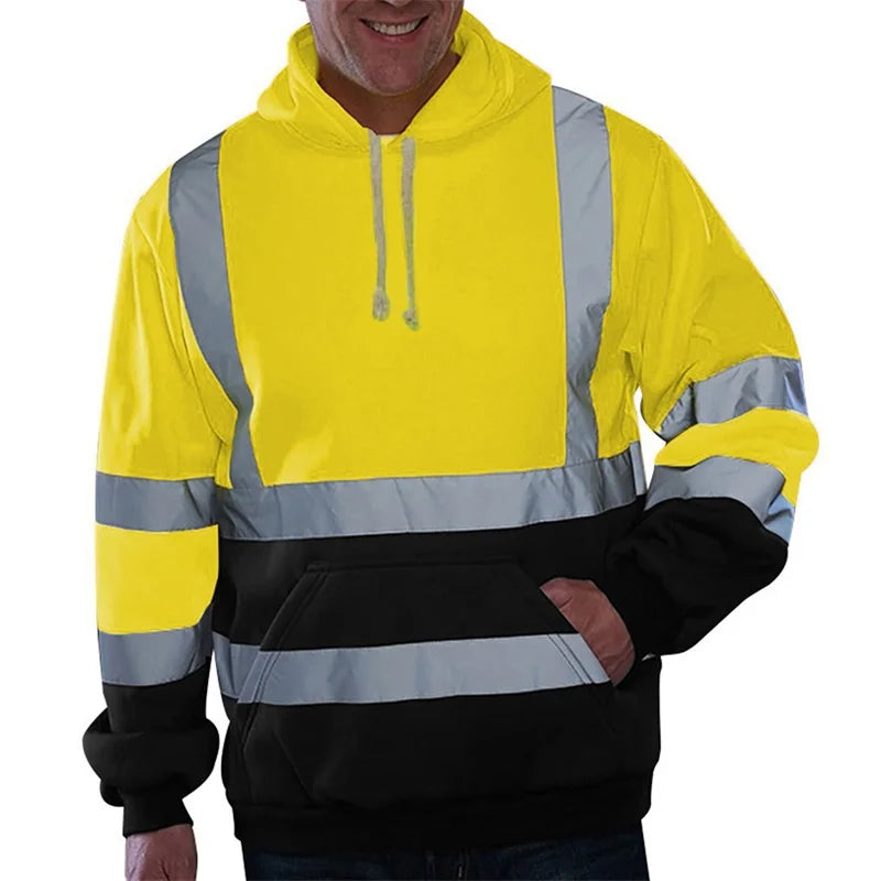 Winter Reflective Hoodie. Geometric Pattern High Visibility .