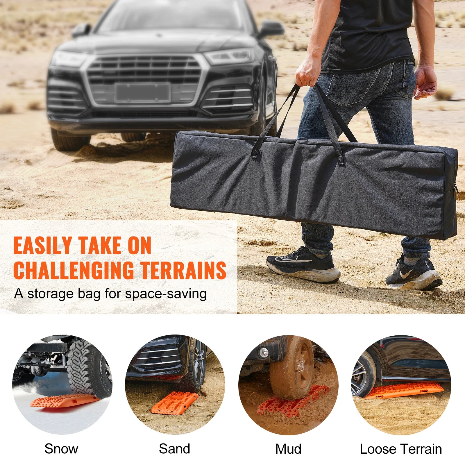 10 TON Traction Boards, Recovery Boards For Off-road Vehicle, Pair Tire Traction Mats.