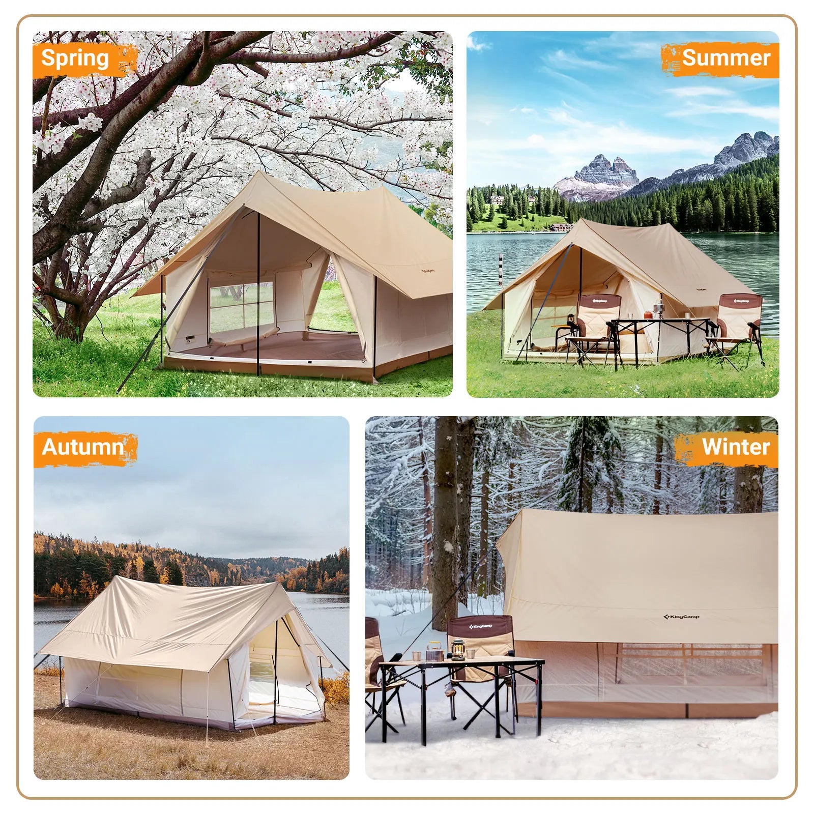 Camping Tent, Canopy And Mesh Tent Function. Glamping Tent With Huge Interior Space.
