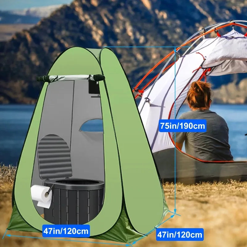 GAZILY Foldable Camping Toilet Set With Privacy Tent.