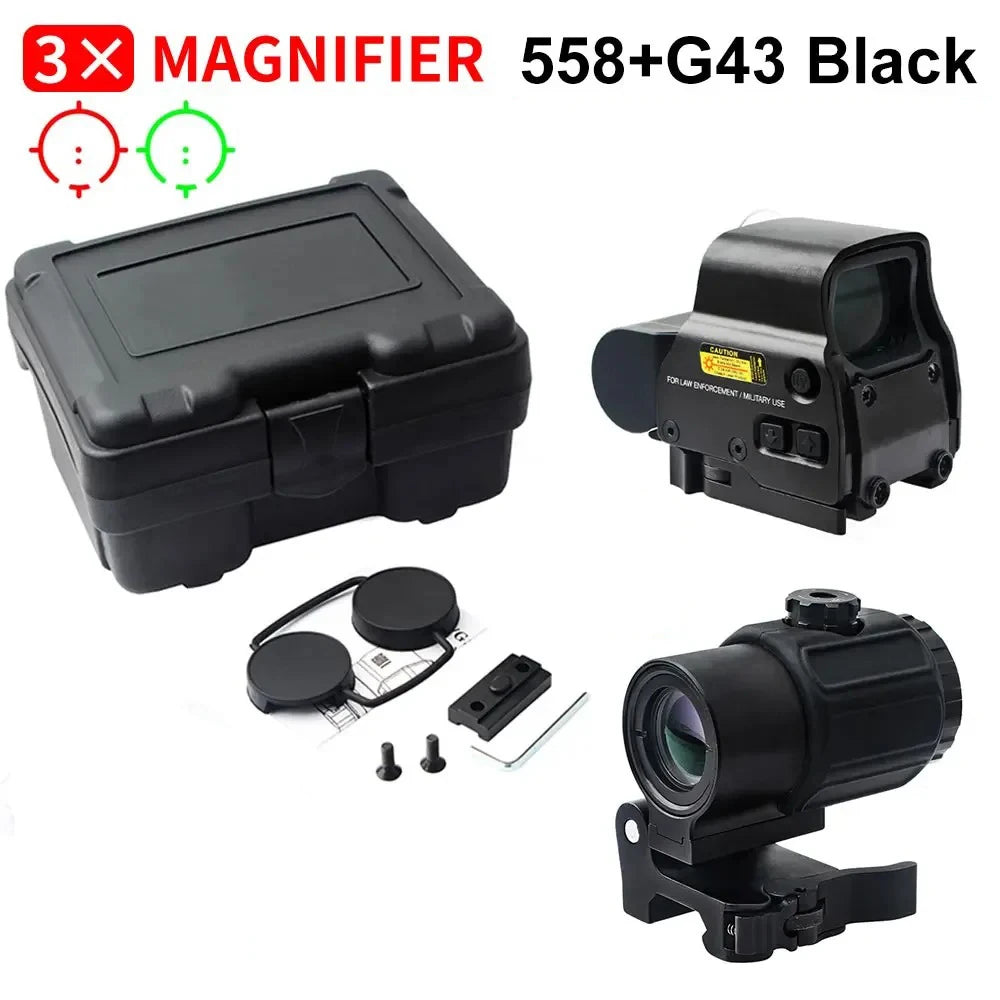 558+G43 Holographic Collimator Sight. 558+G33/G45 Red Dot Optic Sight. W/20mm Rail Mounts&Quick Detach Lever.