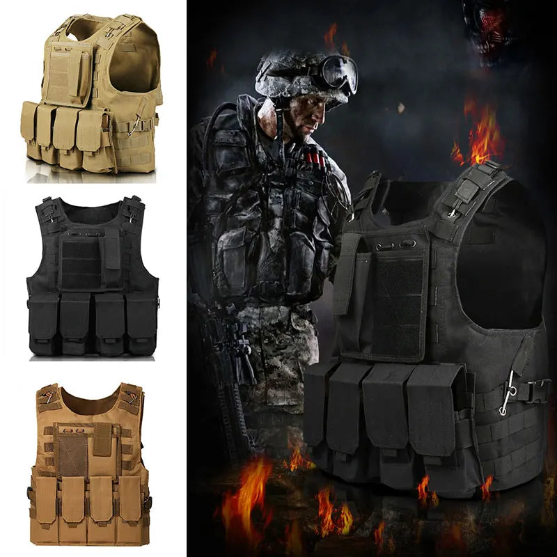 Hunting Camouflage Vest. Combat, Security Tactical Vest. Airsoft Assault Molle Vest.