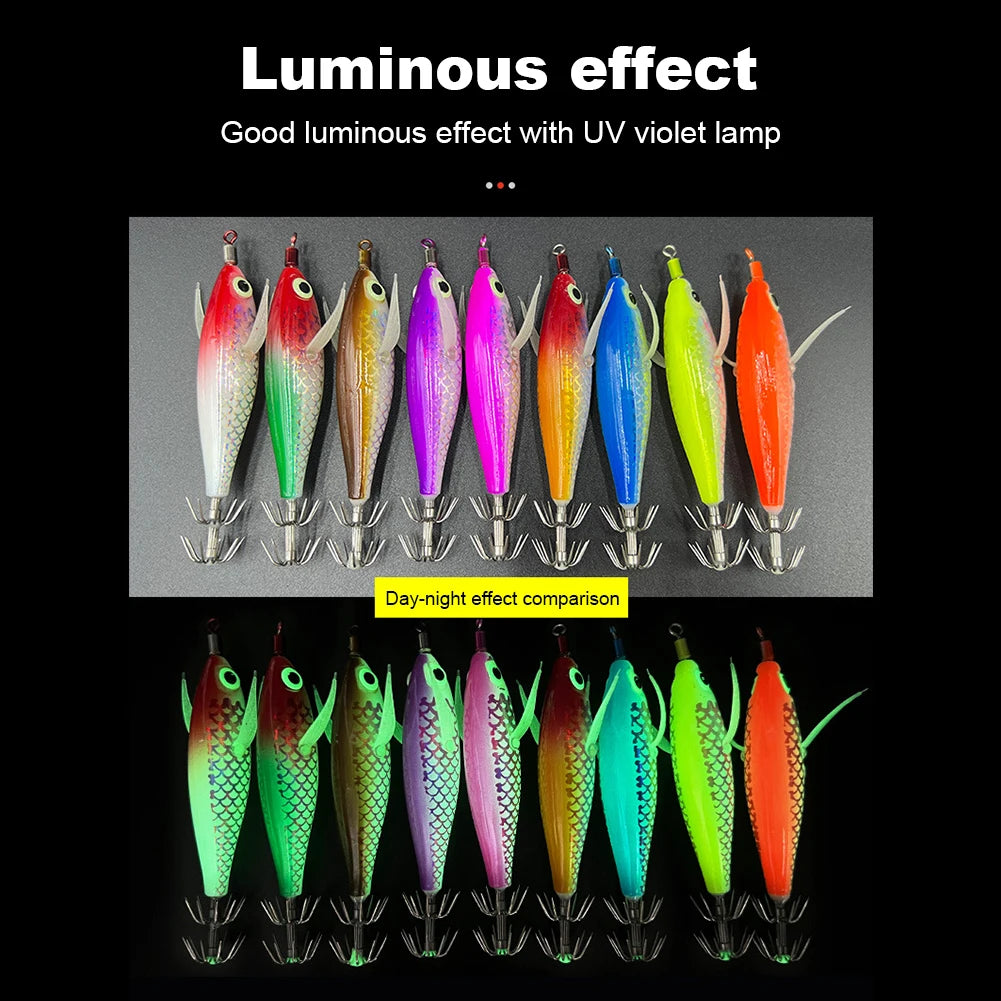 Luminous Squid, Cuttlefish Attracting Lure. Double Hook Bait.