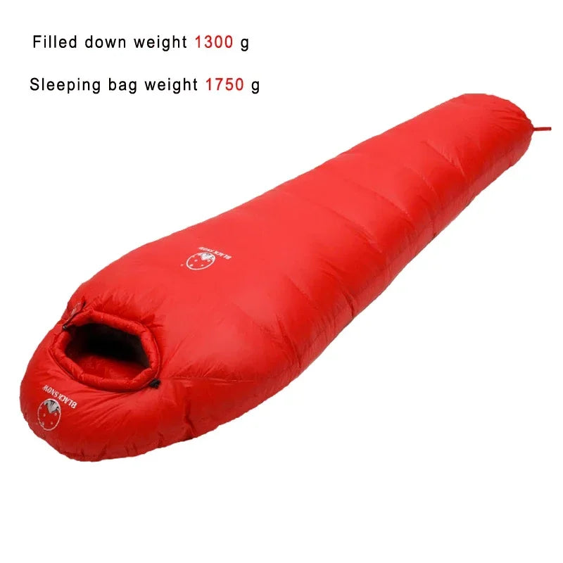 White Goose Down Adult Mummy Style Sleeping Bag. Winter, 4 Thicknesses.