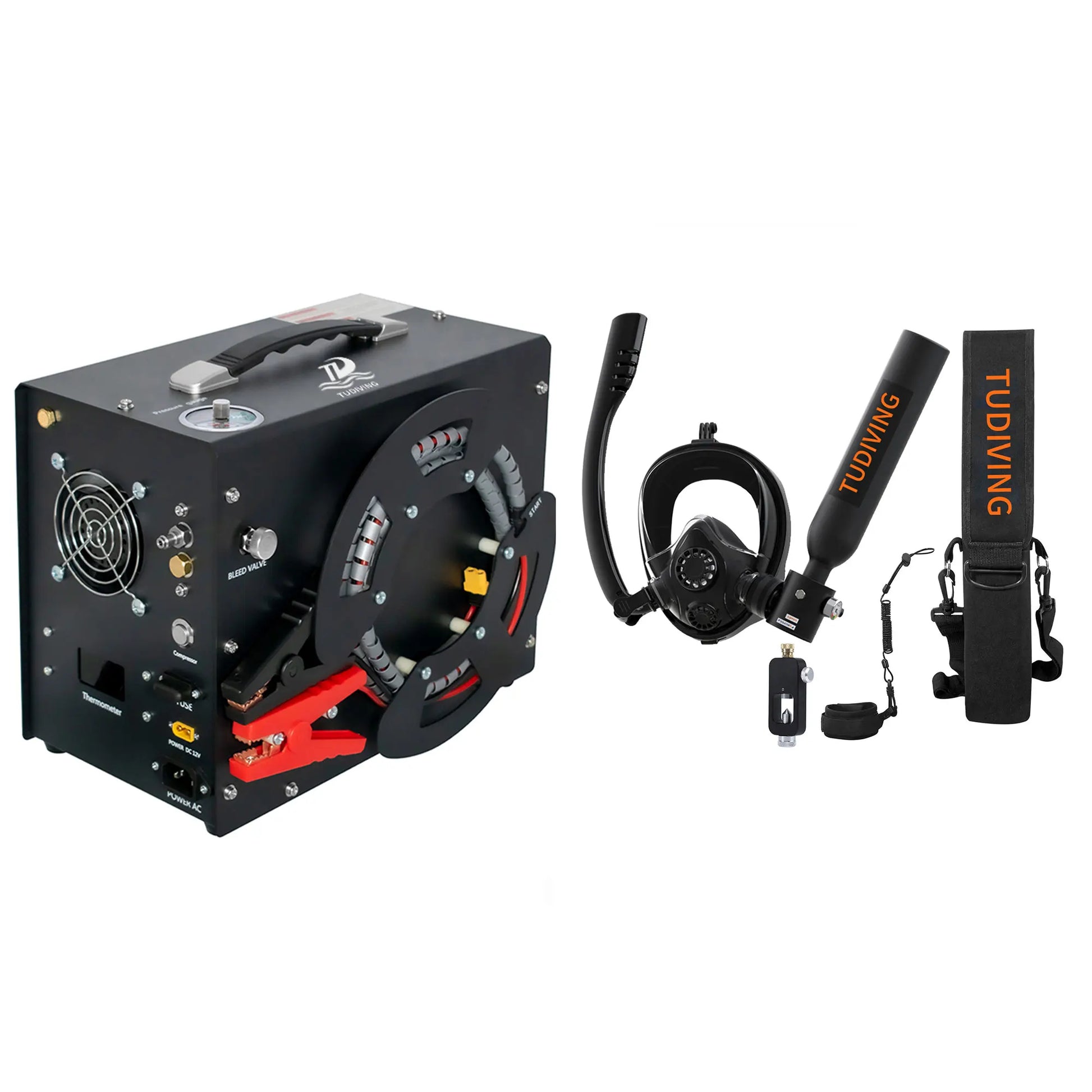 TUDIVING-0.5L Scuba Diving Tank Set with Full Face Snorkel Mask.