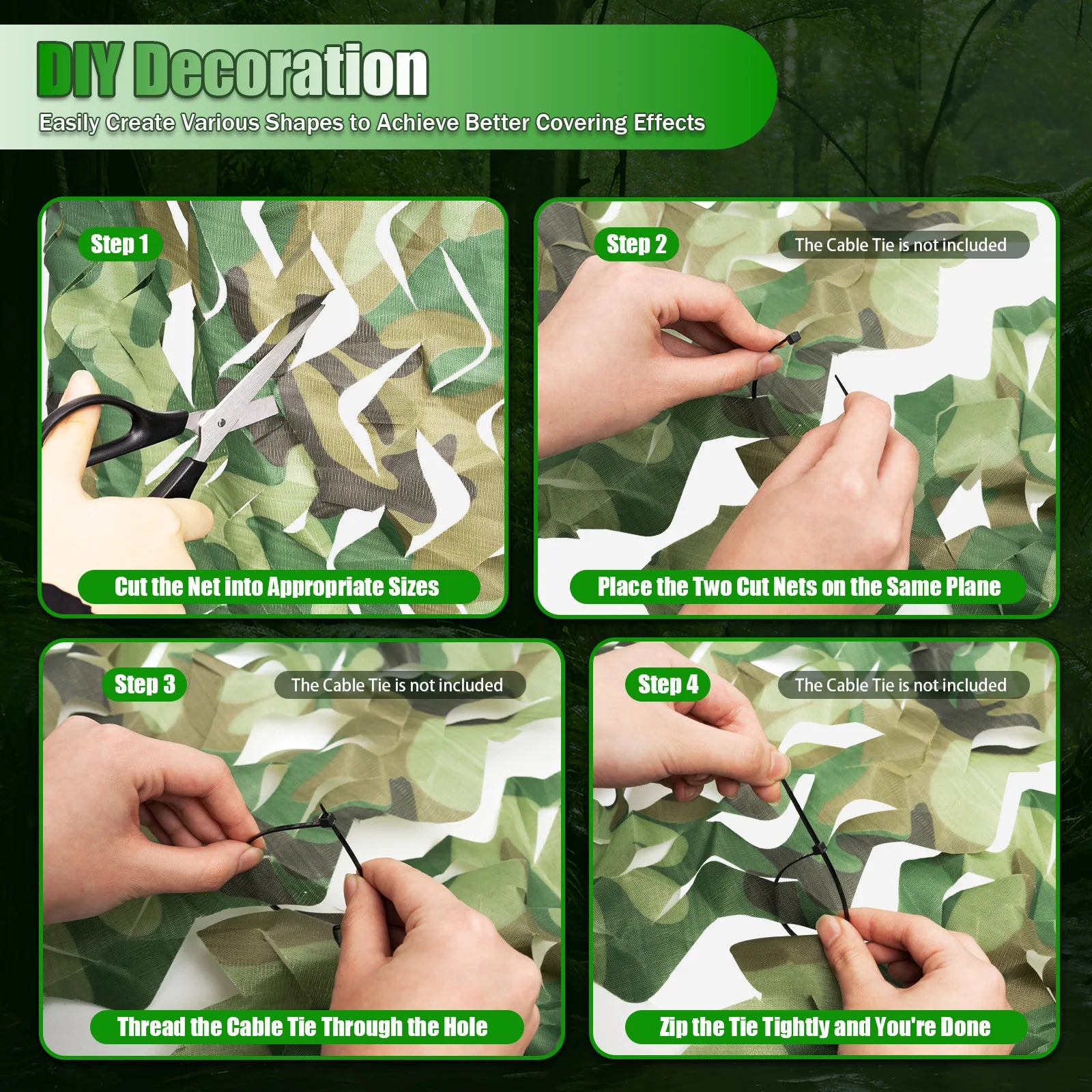 210D Oxford Polyester Nylon Camouflage Net. 8x8m For Camping, Hunting.