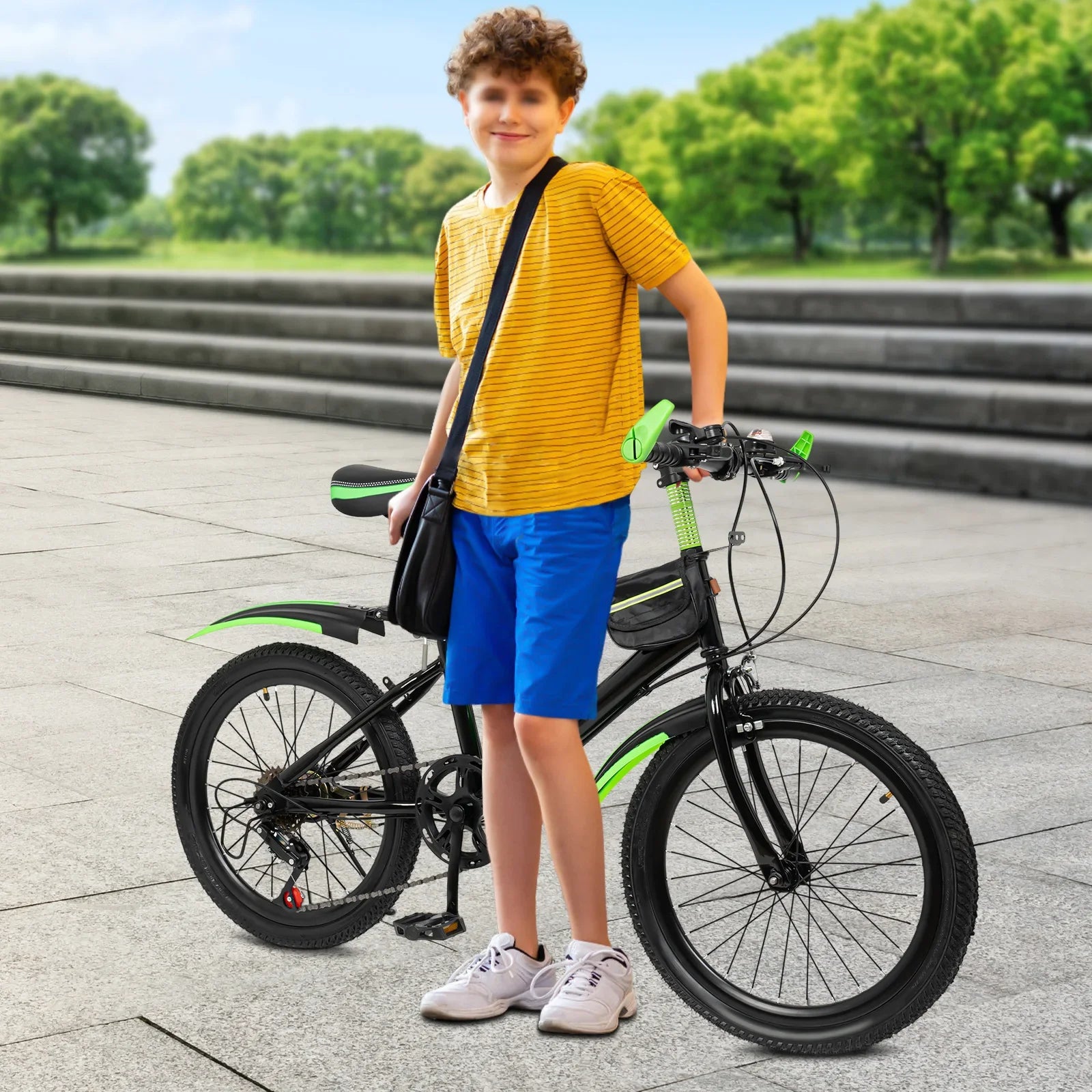 20 Inch Mountain Bike - 7 Speeds - Kids Bicycle. Dual Brakes, Adjustable, Kettle & Mudguard.