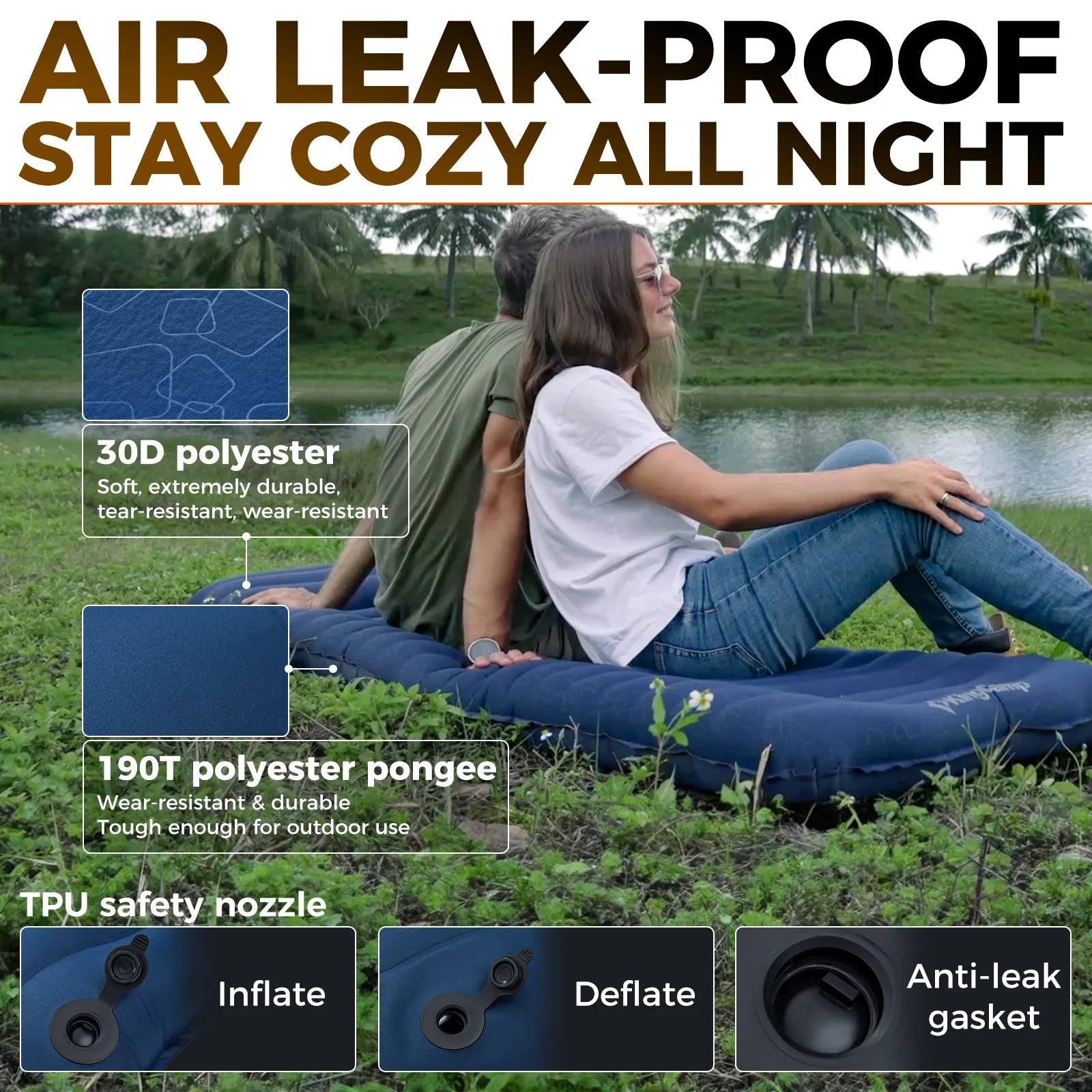 KingCamp Sleeping Pad, Ultralight, Inflatable, Carry Bag.