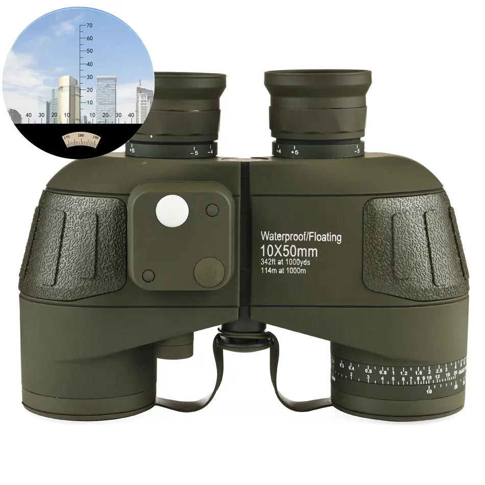 Binoculars 10x50 Professional Marine Waterproof With Compass ,Rangefinder, Hunting, Hiking, Camping, Navigation.