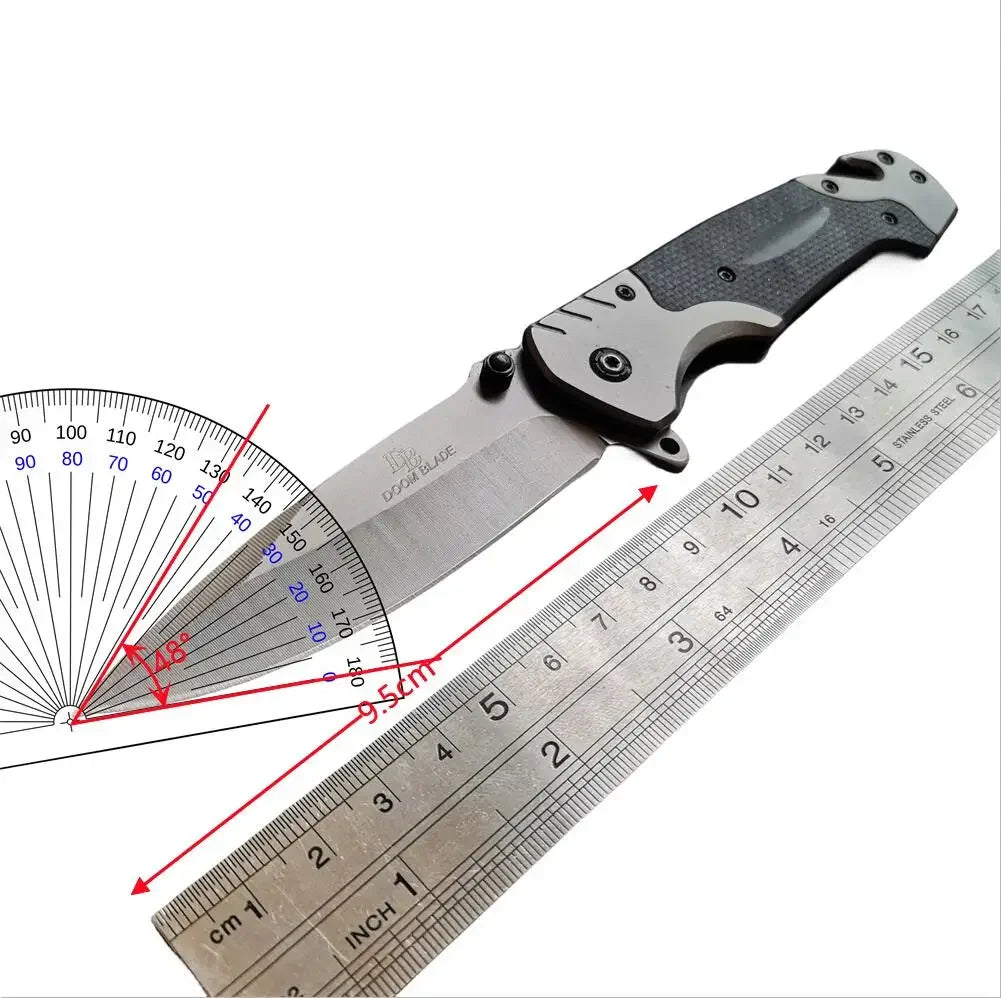 Compact Folding Knife. 9Cr18MoV Blade, Window Breaker, Rope Cutter.