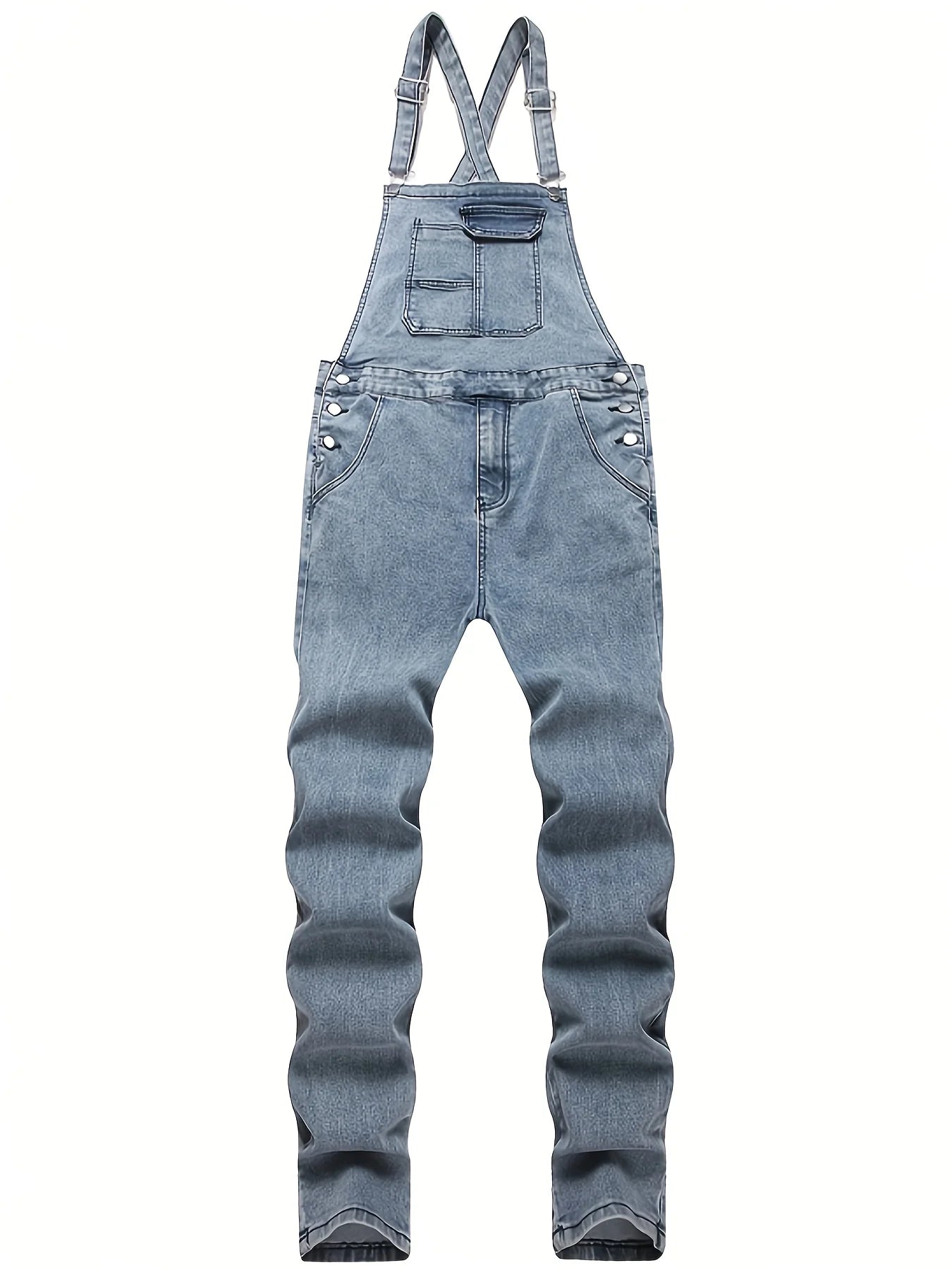 Men's Solid Color Pocket Overalls.