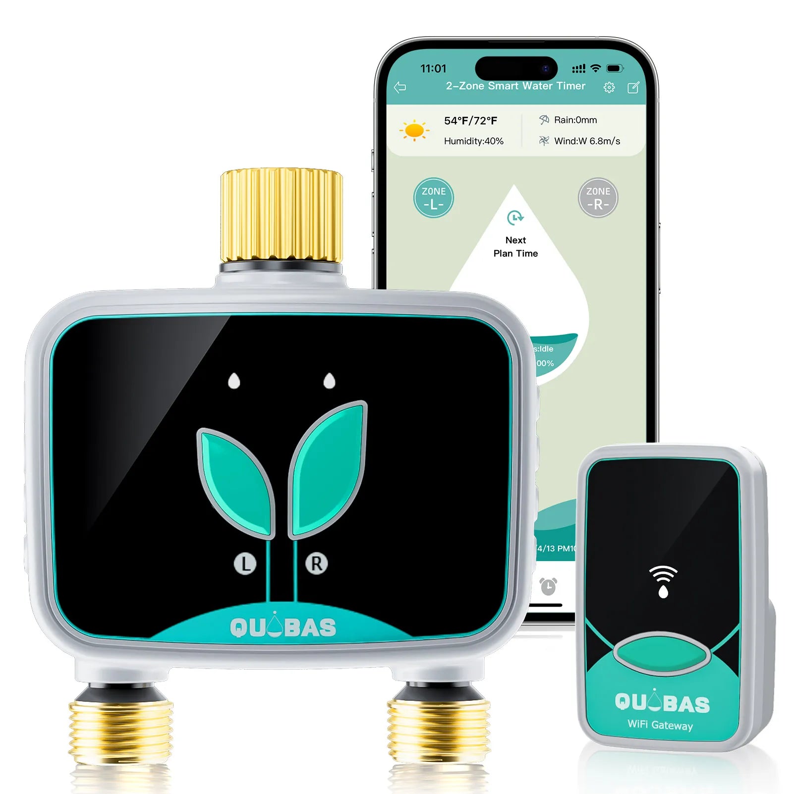 2-Zone, Smart Water Timer for Garden Hose, APP Remote Control, Manual Watering, Rain Delay Watering.