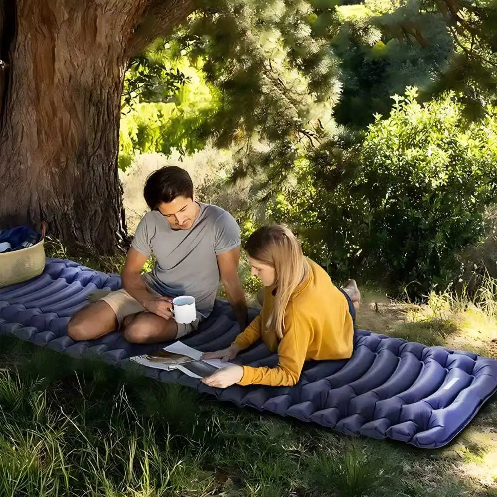 Super Thick 4-inch Inflatable Sleeping Mat, With built-in pillow and pump.