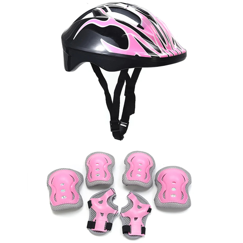 7Pcs Kids Helmet, Knee, Elbow Pad Protective Gear Set. Wrist Pads.