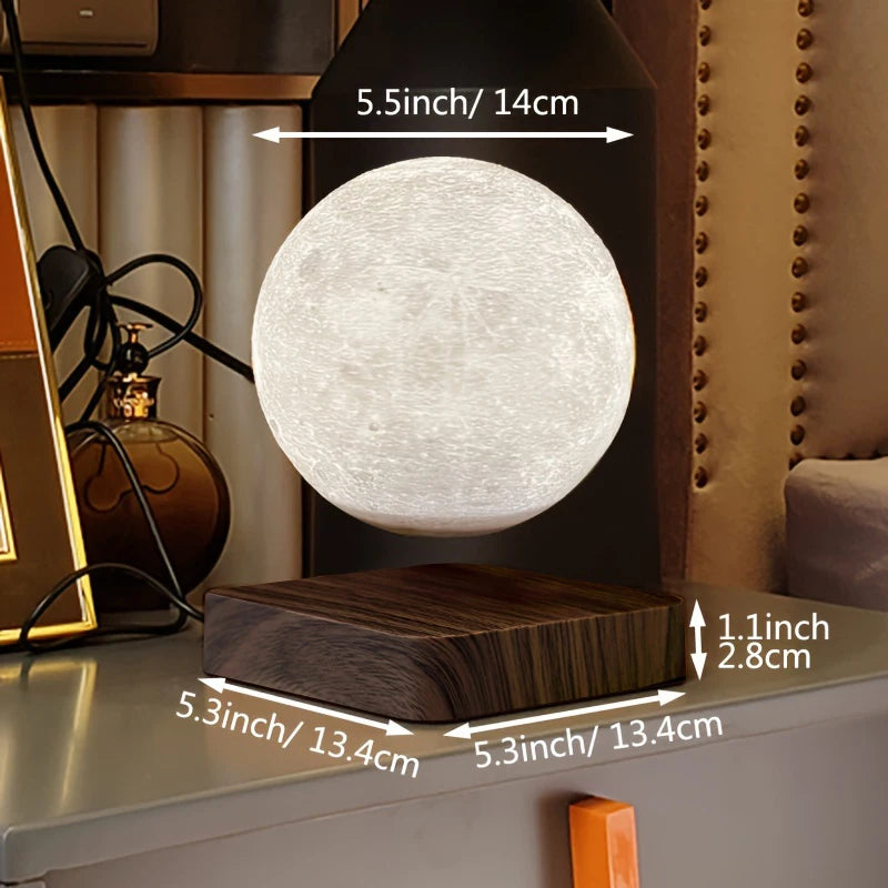 Levitating Moon Table Lamp, Magnetic Floating Night Light With 3 Lighting Modes, 3D Printed Levitation Bedside Table Lamp.
