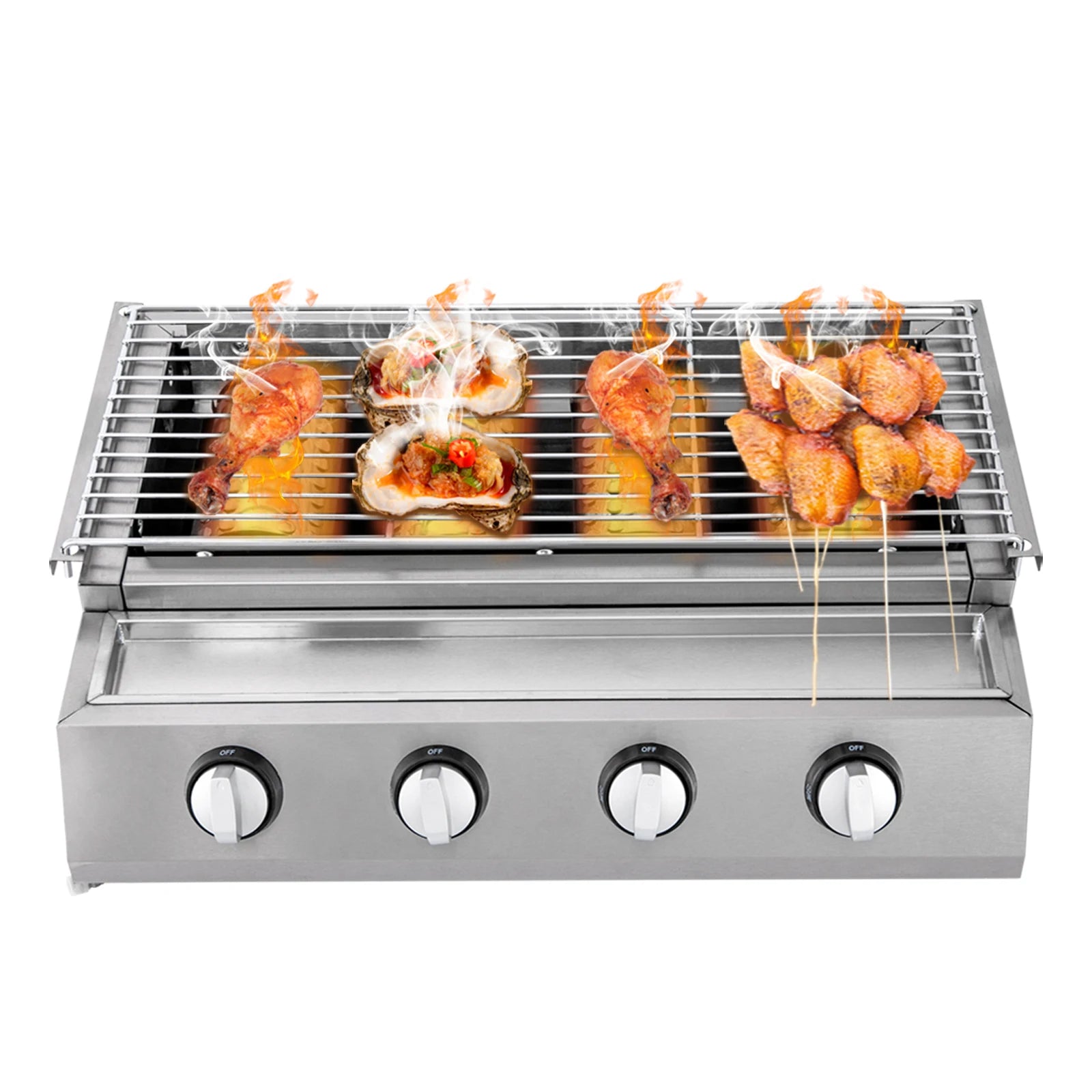 Stainless Steel ,Smokeless Barbecue Grill. 4 Burners LPG Gas.