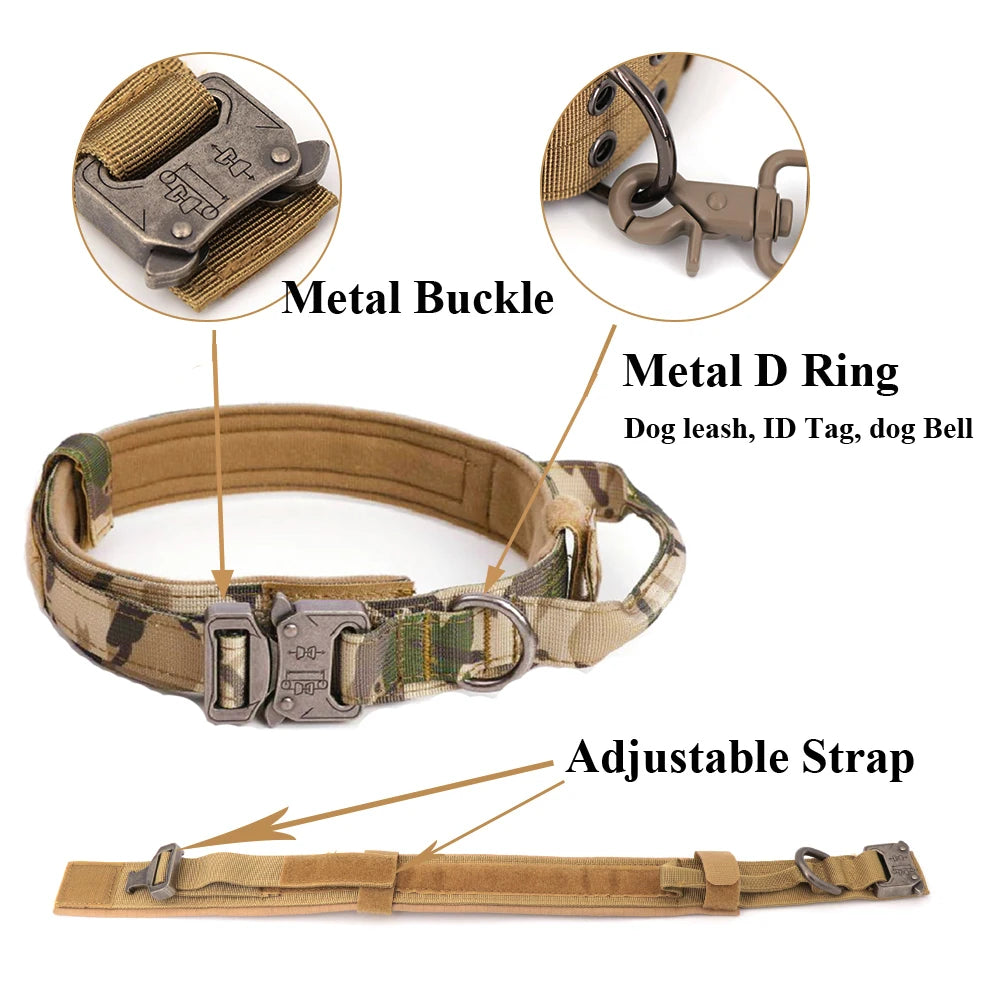 Dog Harness, Leash, Collar, Patches Set for Medium - Large Dogs. Adjustable Tactical Dog Harnesses.