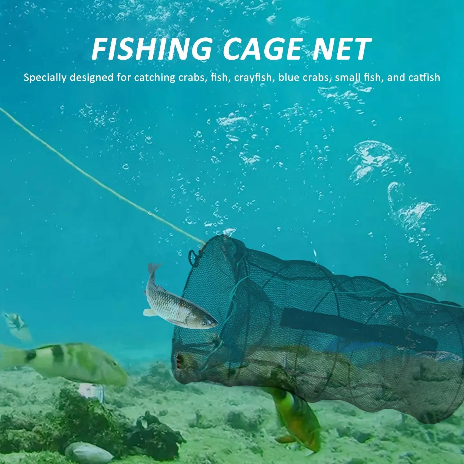 Long Fishing Nets. 27-33cm Shrimp Trap. Collapsible, Lightweight.
