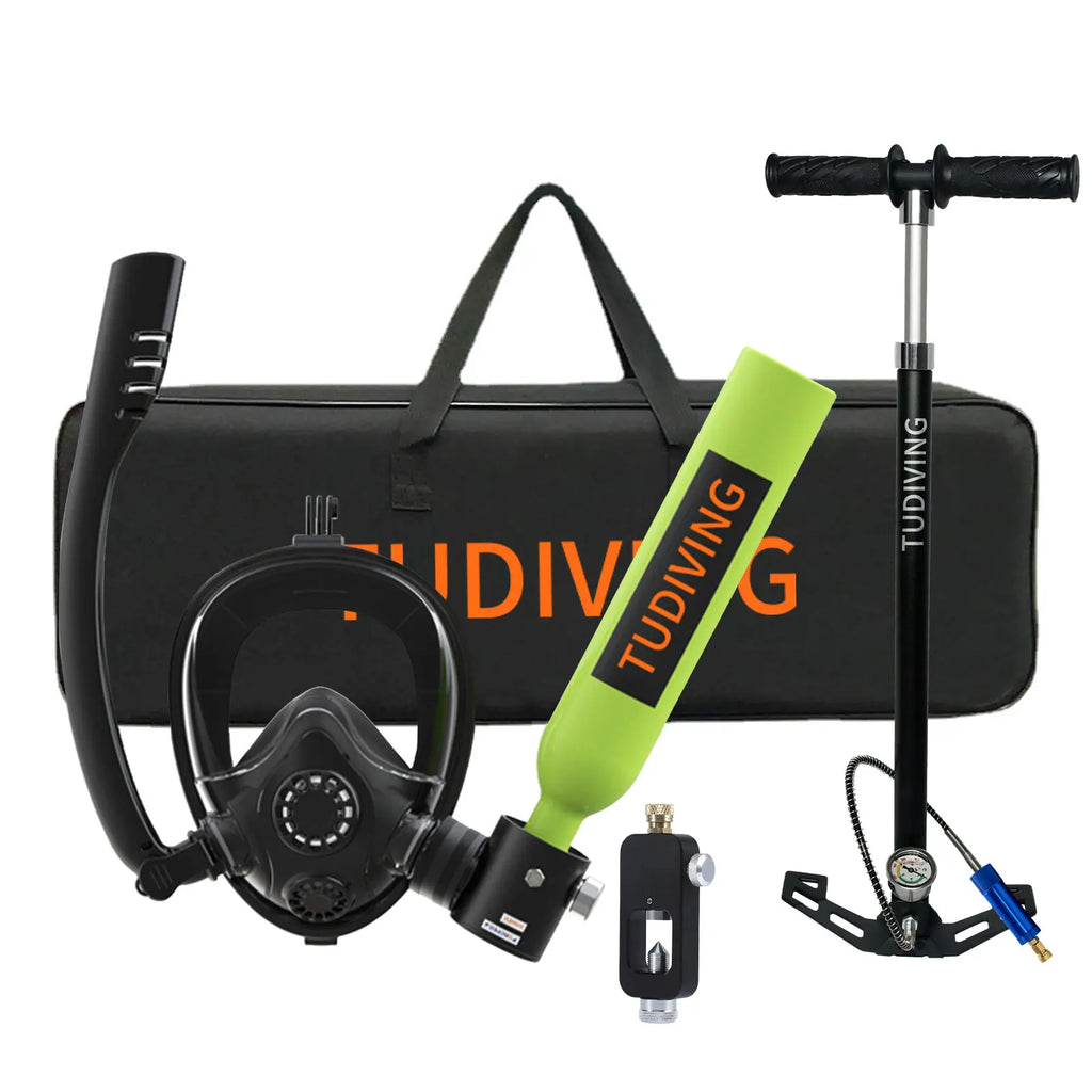TUDIVING-0.5L Scuba Diving Tank Set with Full Face Snorkel Mask.