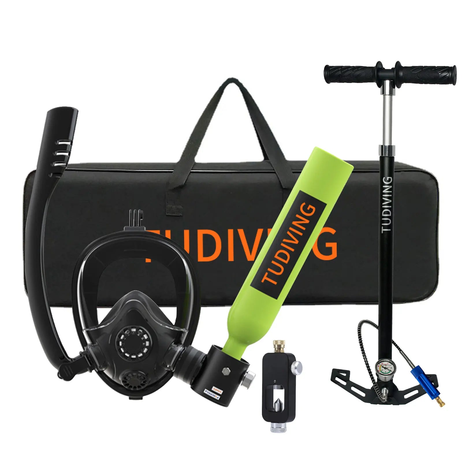TUDIVING-0.5L Scuba Diving Tank Set with Full Face Snorkel Mask.