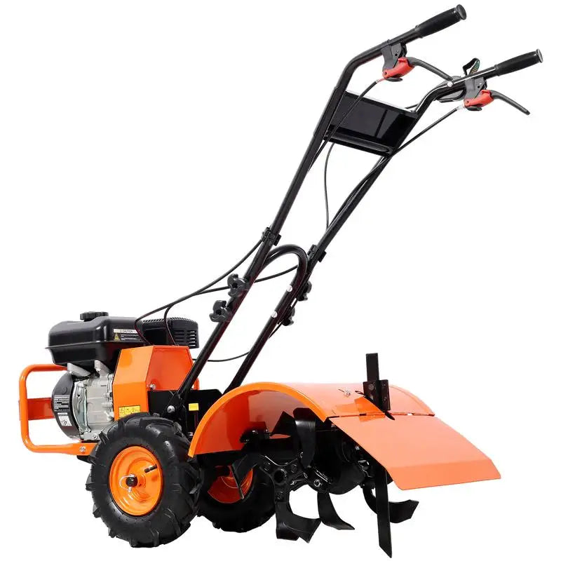 Heavy-Duty Rear Tine Tiller, 7HP Gas Engine, 212CC, 20" Wide, 8" Deep.