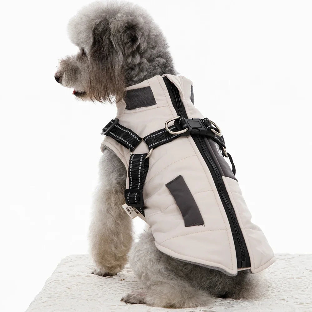 Dog Wind Breaker with Dual D Leash. Warm Dog Hoodie, Warm Dog Clothes.