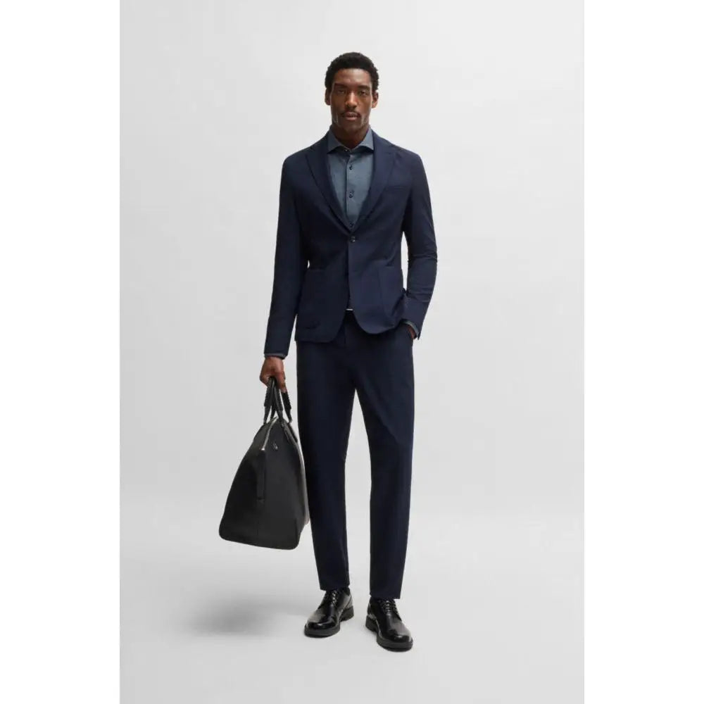 BOSS | Casual-fit shirt in micro-check stretch cotton.