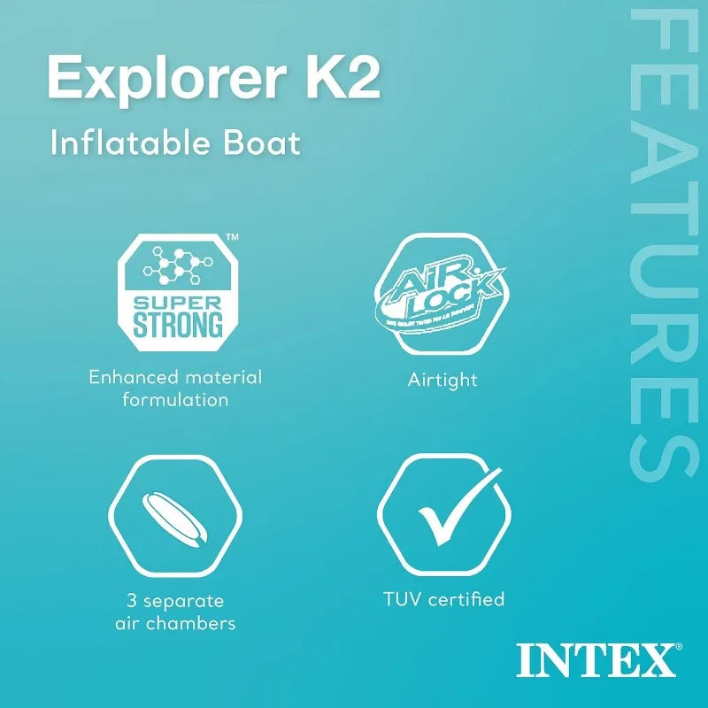 Inflatable Kayak Set. 86in Aluminum Oars, High-Output Pump, Super Strong PVC.