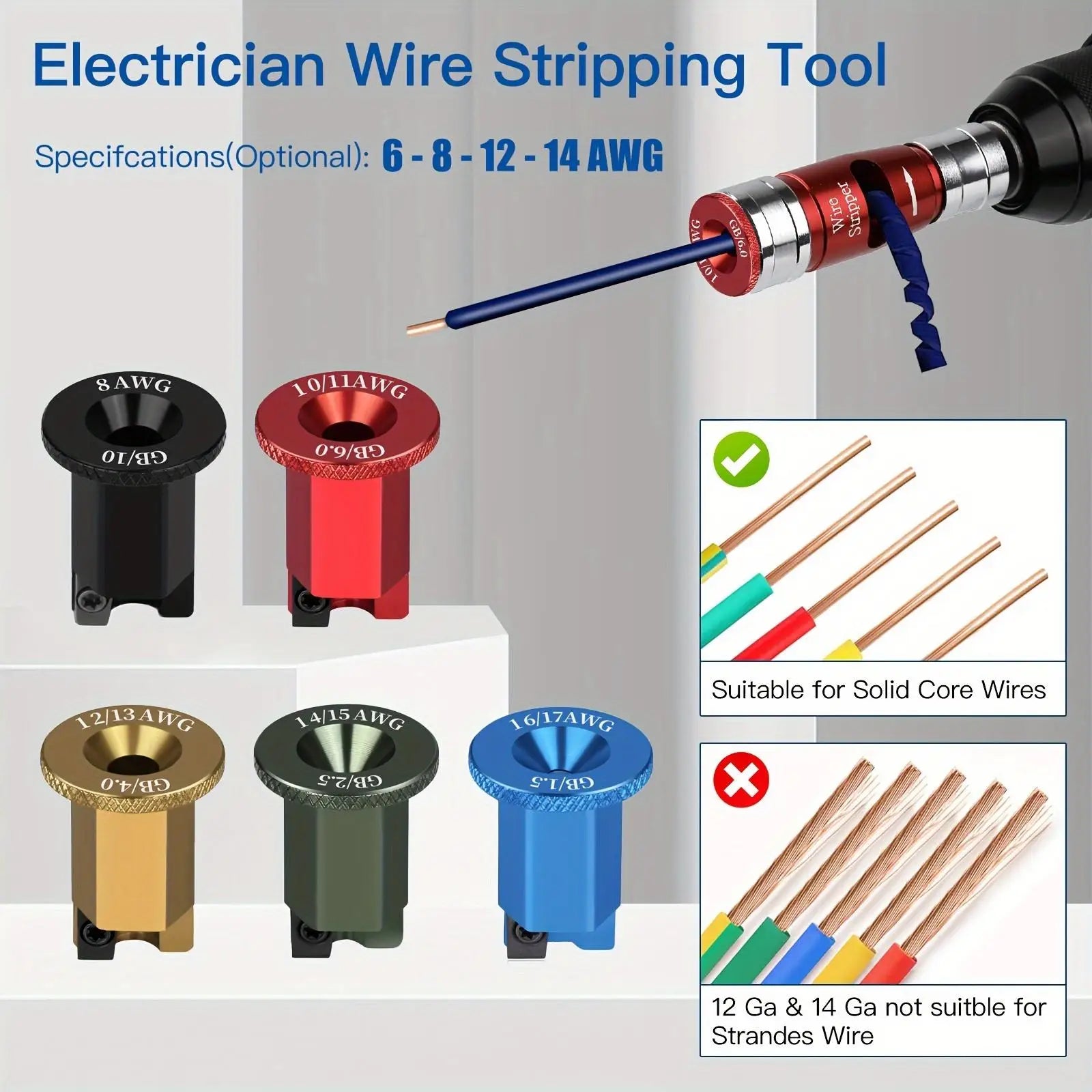 8 In 1 Bit Stripper And Twist Tool Set - Industrial-Grade Electrician Quick Stripping Kit.